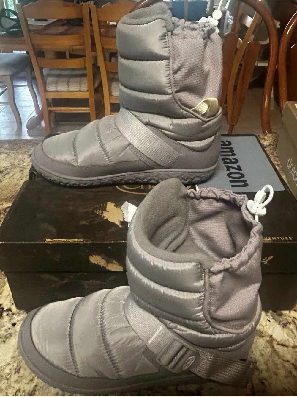 Chaco Ramble Puff Women’s 7.5 Gray Quilted Puffer Snow Boots- Excellent Worn 1X